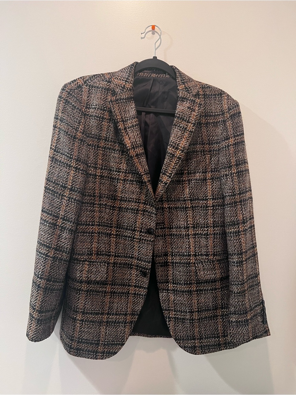 Men's Brown Plaid polyester viscose Blend Blazer - Classic Tailored Jacket